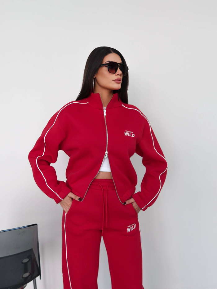 Şerit Detaylı Sweatshirt Eşofman Takım