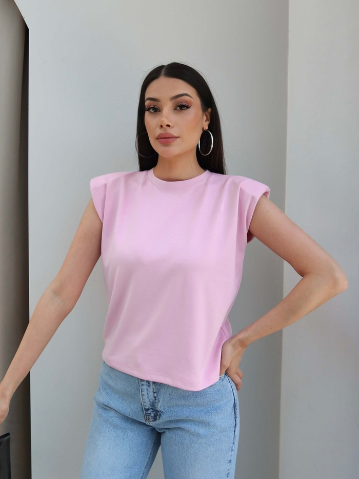 Sıfır Kol Vatkalı Basic Tshirt