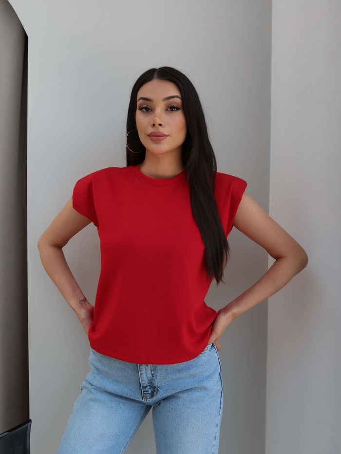 Sıfır Kol Vatkalı Basic Tshirt