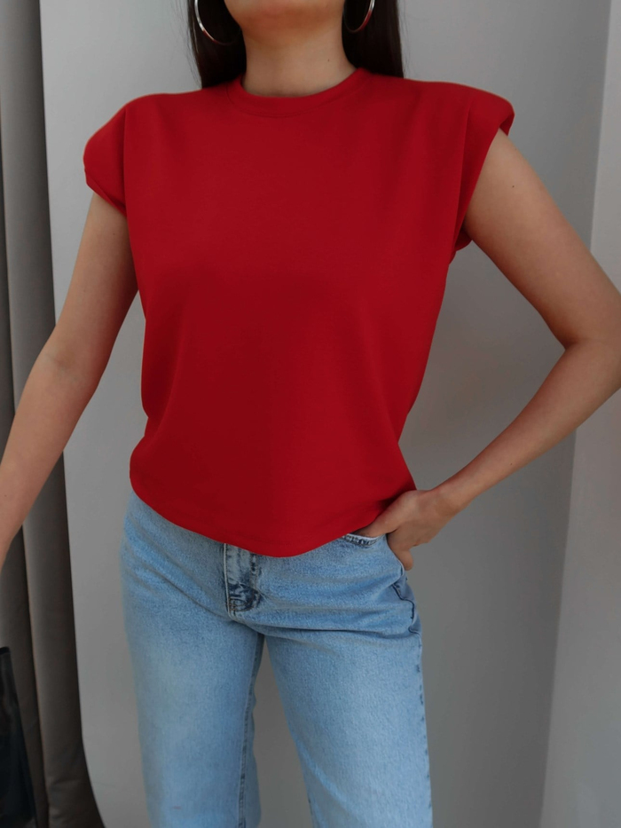 Sıfır Kol Vatkalı Basic Tshirt