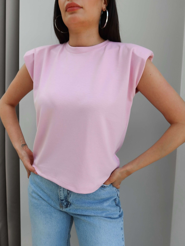 Sıfır Kol Vatkalı Basic Tshirt