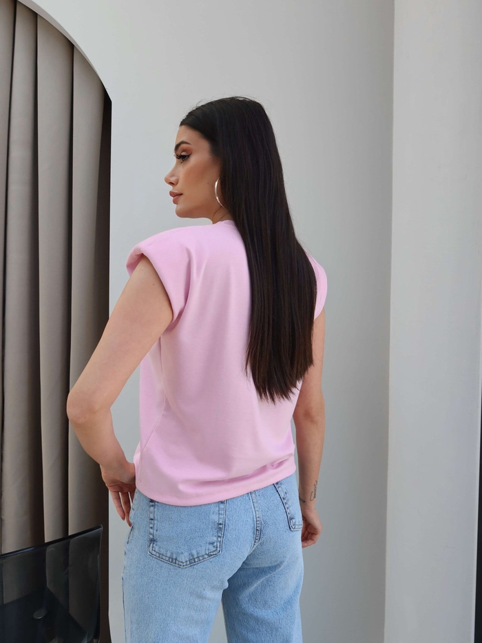 Sıfır Kol Vatkalı Basic Tshirt