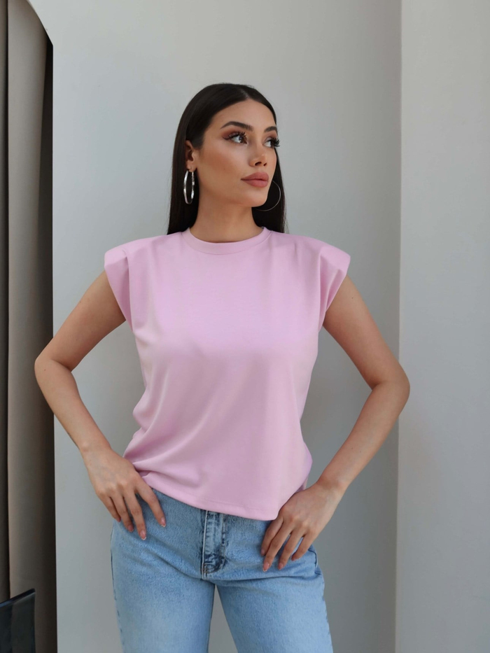 Sıfır Kol Vatkalı Basic Tshirt