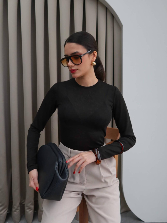 Sıfır Yaka Transparan Body