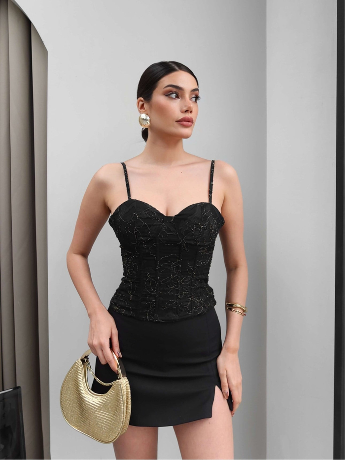 Sırt Bağlamalı Korse Bluz