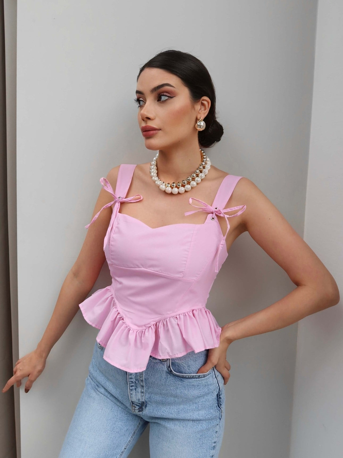 Sırt Kuşgözü Detaylı Askılı Bluz