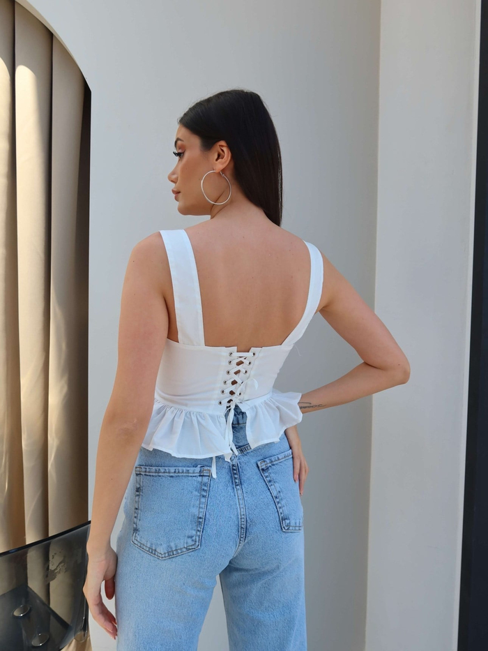 Sırt Kuşgözü Detaylı Askılı Bluz