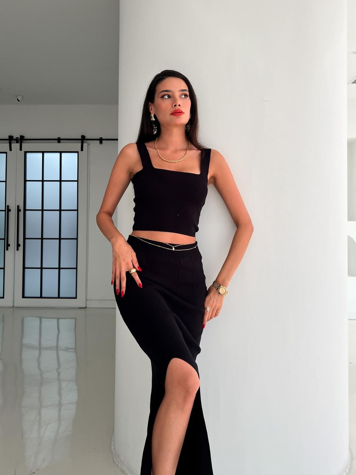 Siyah Adelina Triko Takım