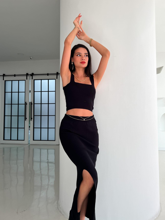 Siyah Adelina Triko Takım