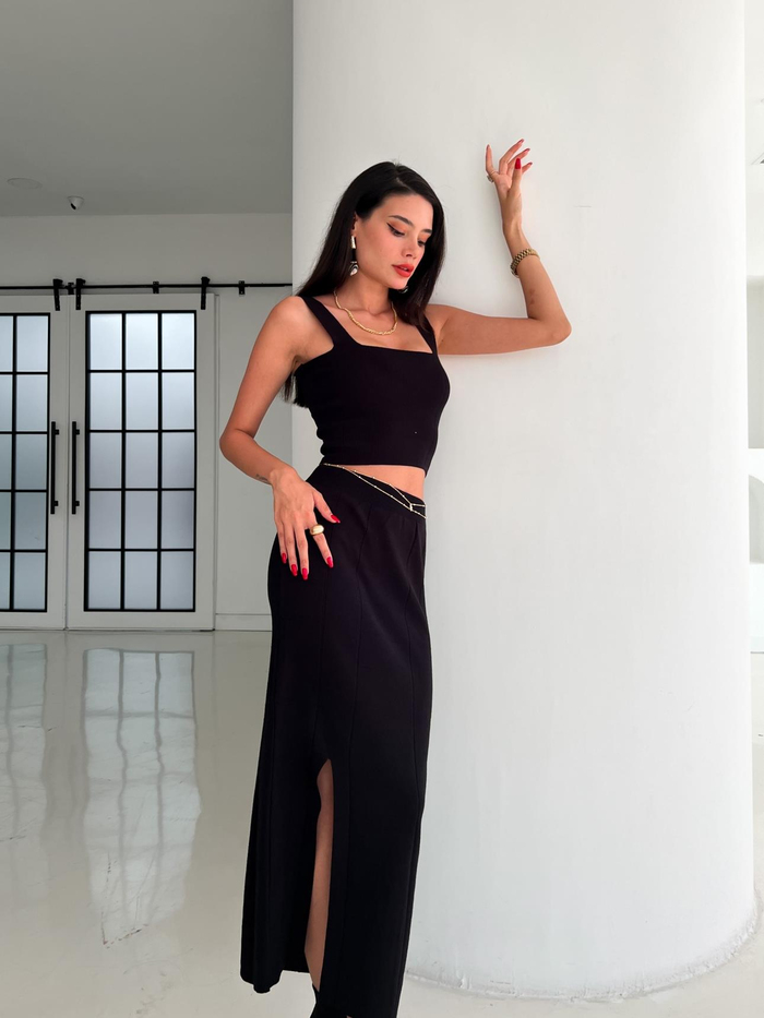 Siyah Adelina Triko Takım