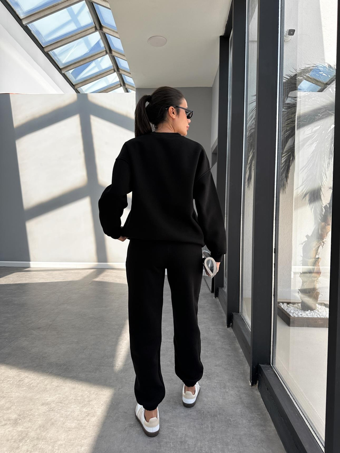 Siyah Basic Sweatshirt Takım