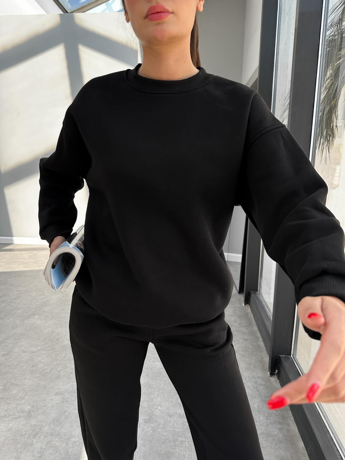 Siyah Basic Sweatshirt Takım