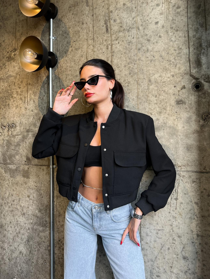 Siyah Bomber Ceket
