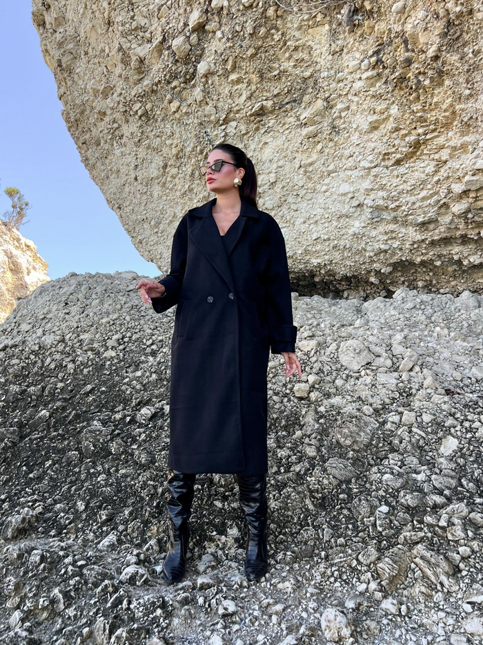 Siyah Delux Oversize Kaban