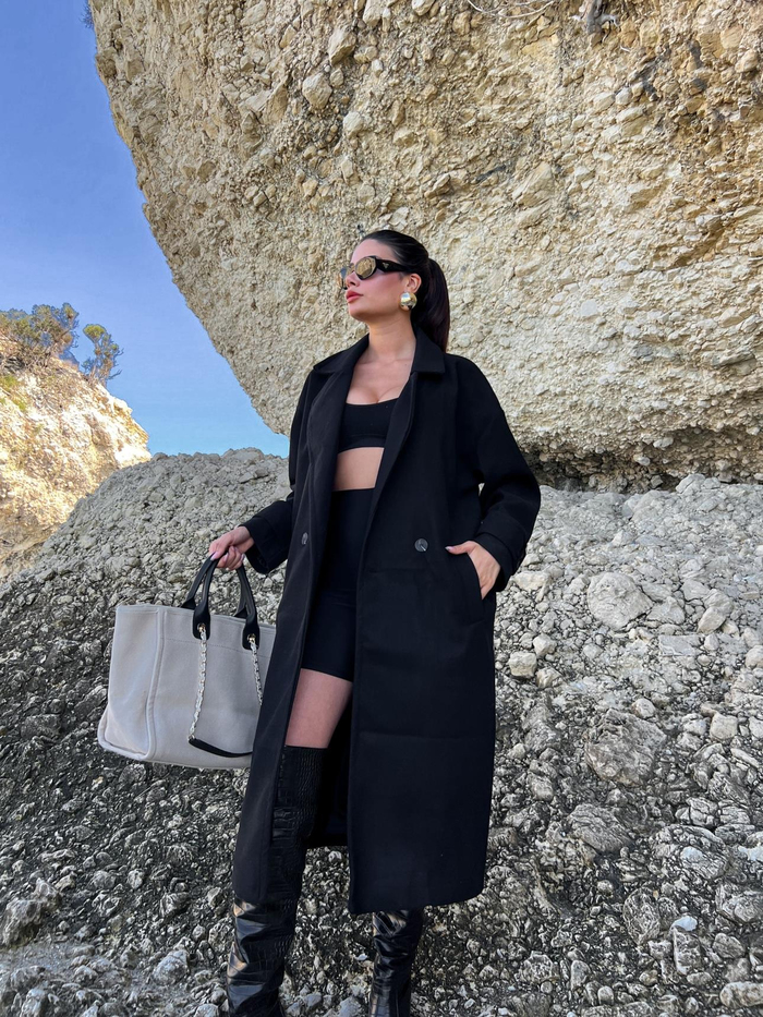 Siyah Delux Oversize Kaban