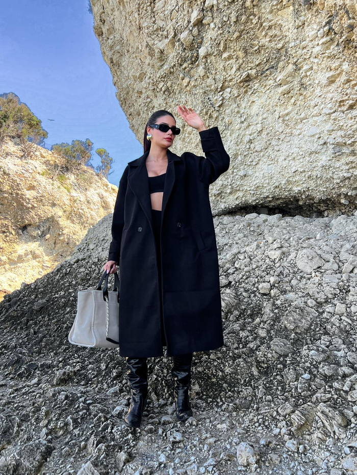 Siyah Delux Oversize Kaban