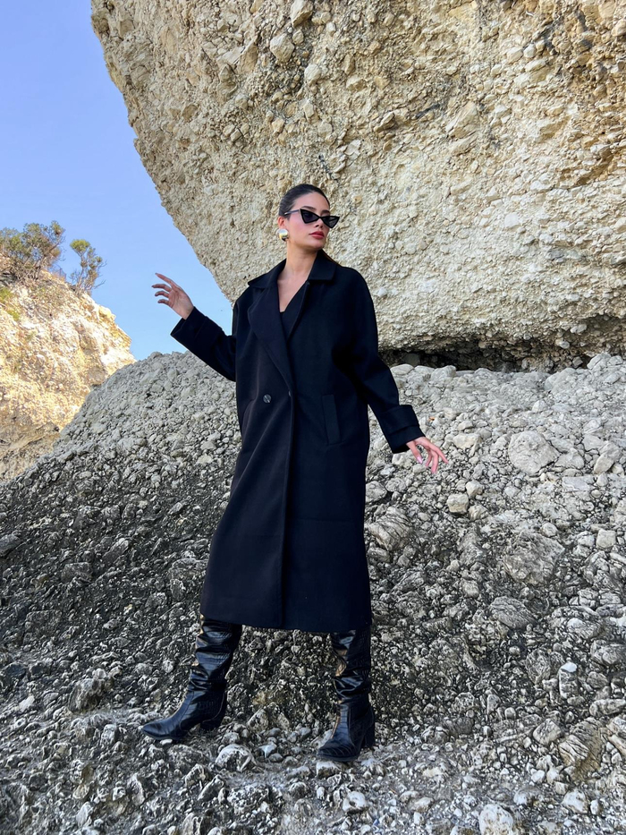 Siyah Delux Oversize Kaban