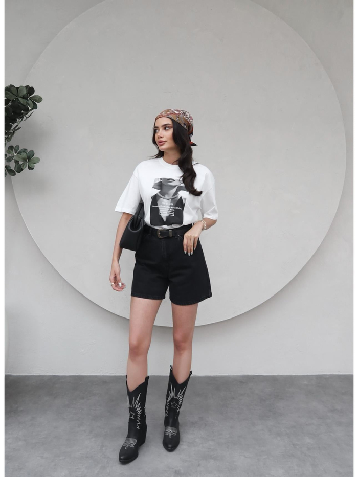 Siyah Denim Bermuda Şort