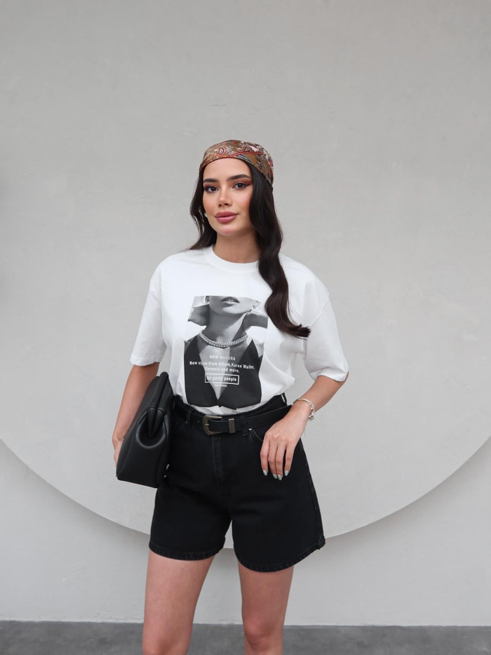 Siyah Denim Bermuda Şort