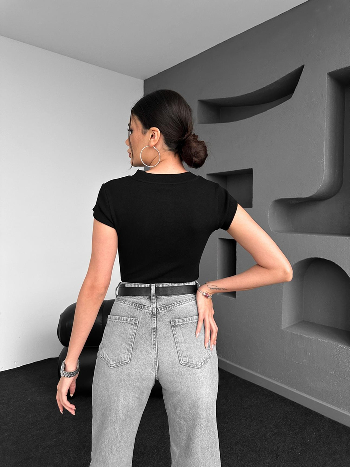 Siyah Fitilli Sander Baskılı Tshirt