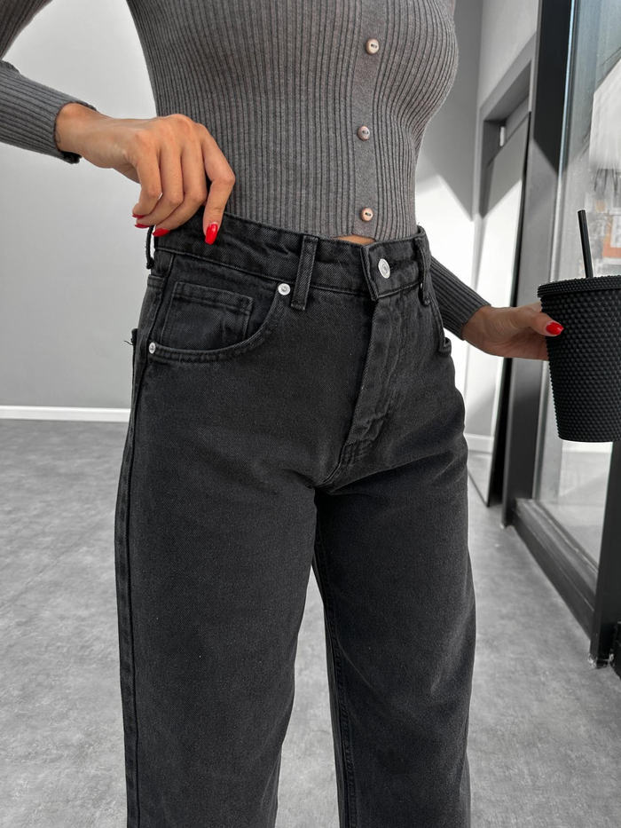 Siyah Flat Baggy Jean