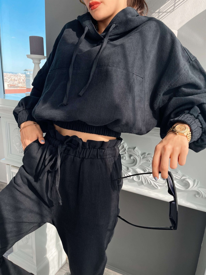 Siyah Gabardin Alt-Üst Takım
