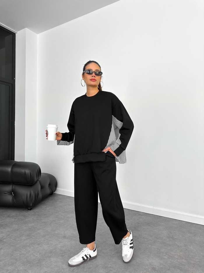 Siyah Garnili Oversize Takım