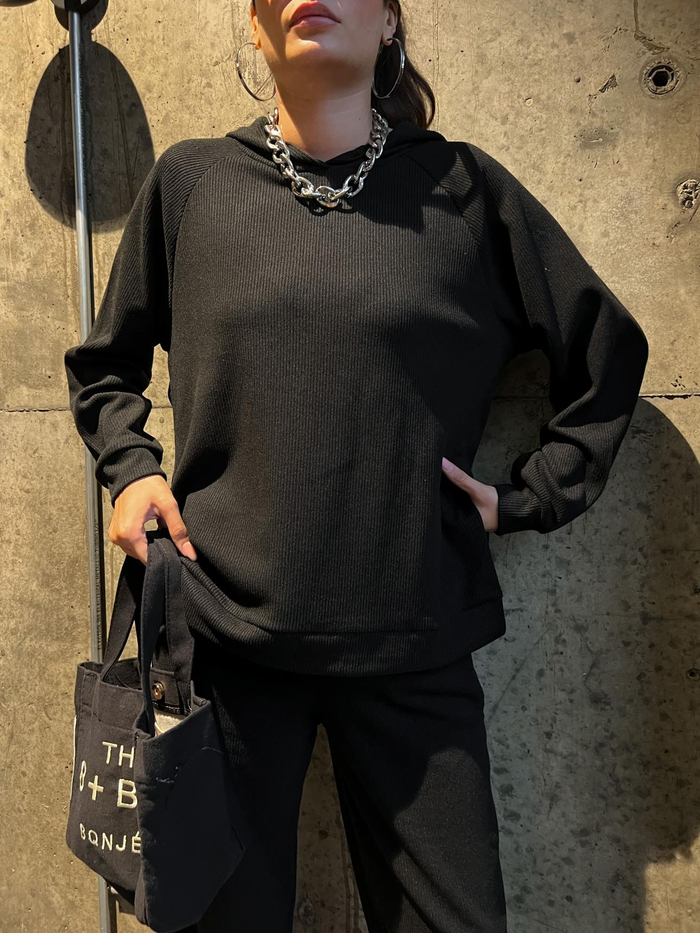 Siyah Kapüşon Oversize Takım