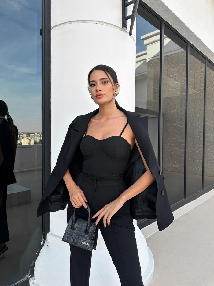 Siyah Klasik Blazer Üçlü Takım