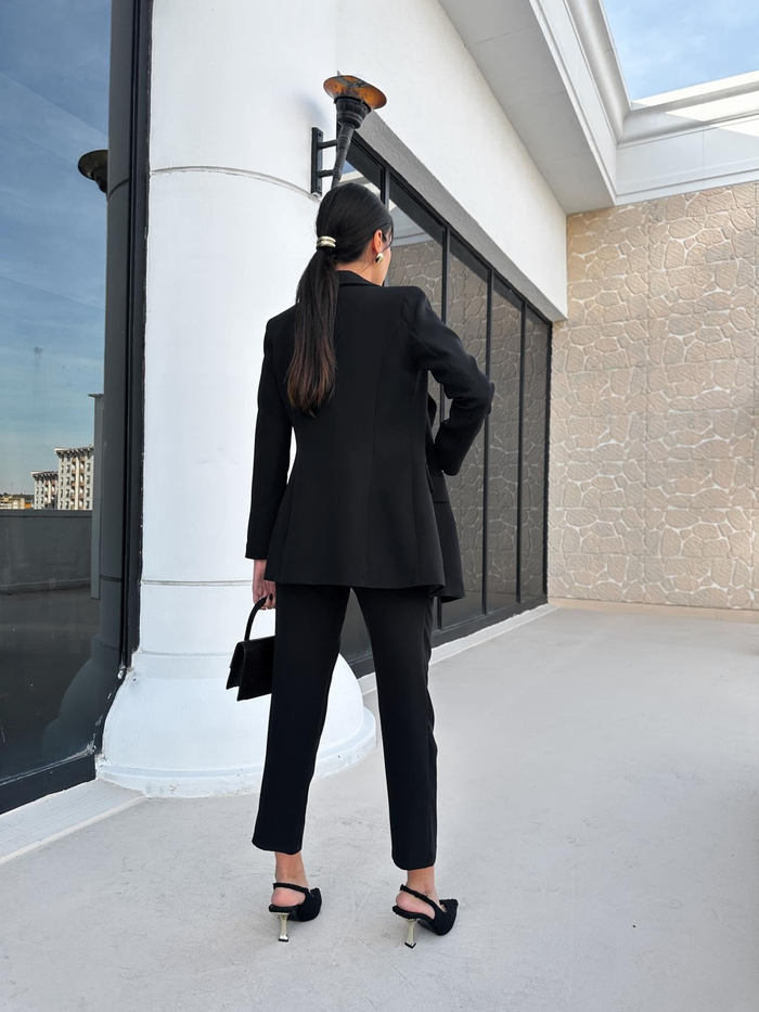 Siyah Klasik Blazer Üçlü Takım