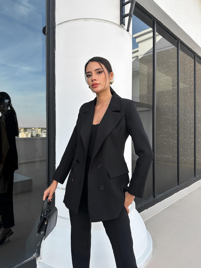 Siyah Klasik Blazer Üçlü Takım