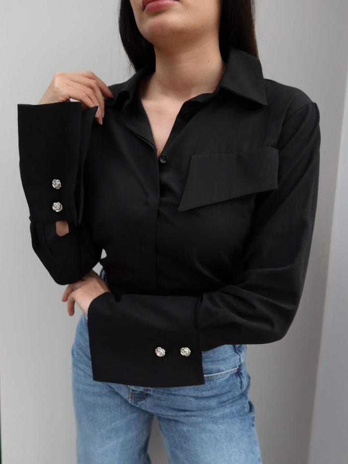 Siyah Kol Manşetli Gömlek