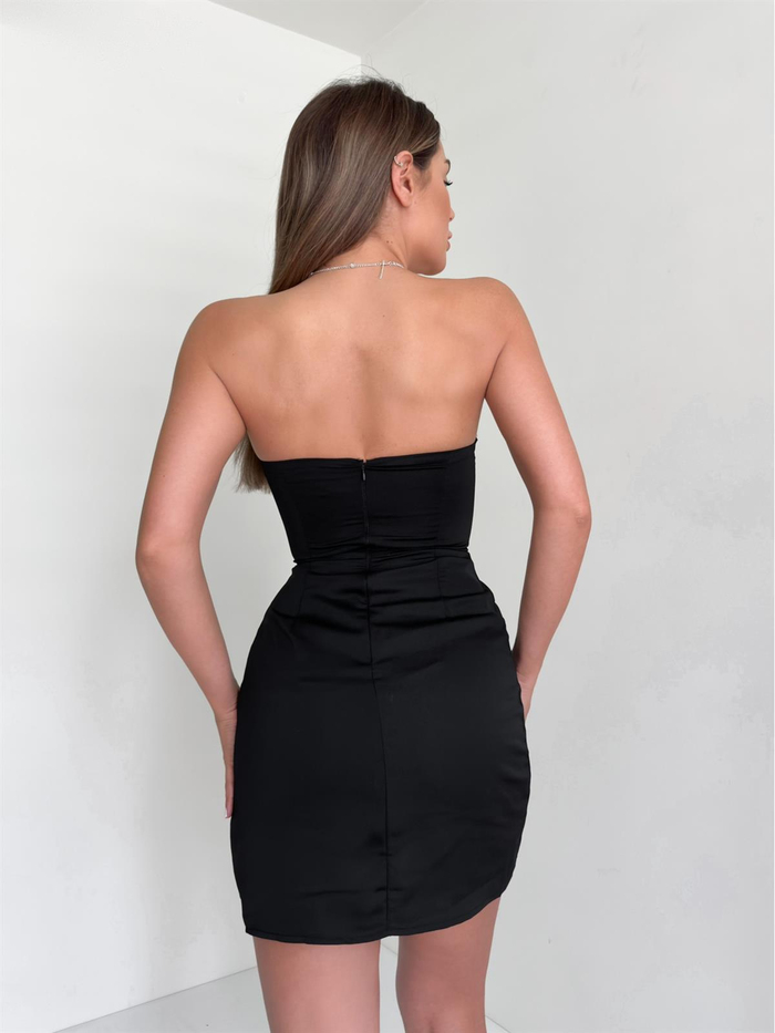 Siyah Korse Detay Mini Elbise