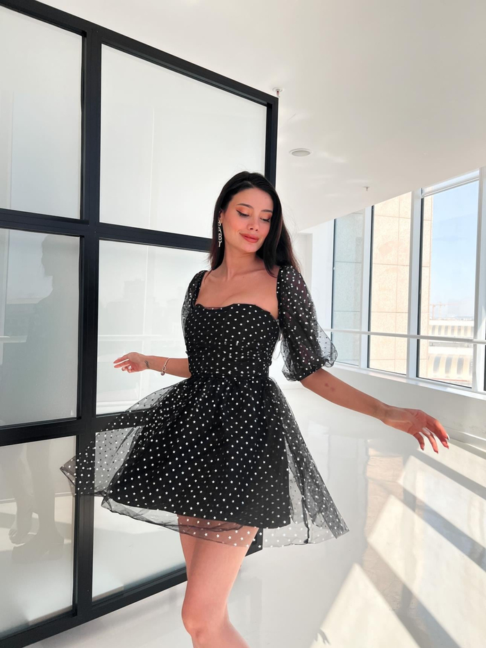 Siyah Korseli Stars Elbise