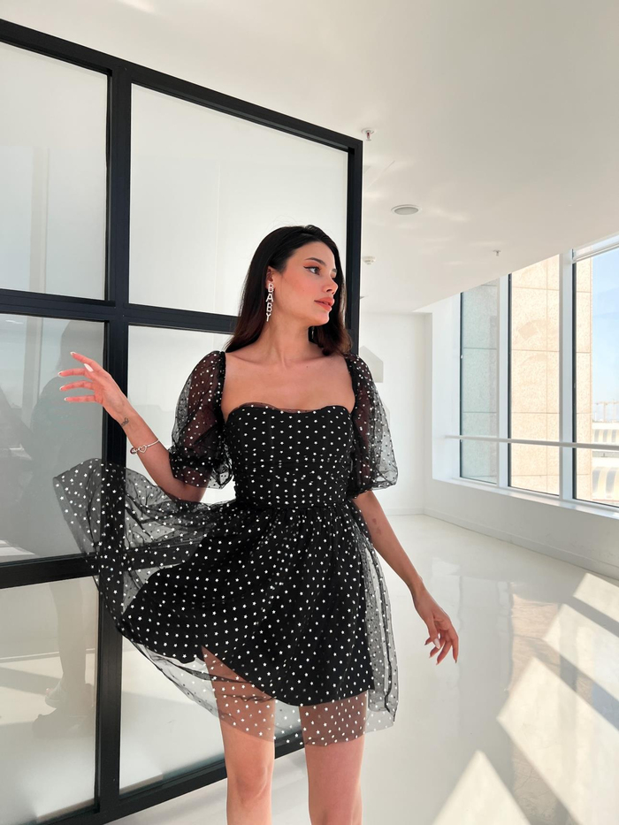 Siyah Korseli Stars Elbise