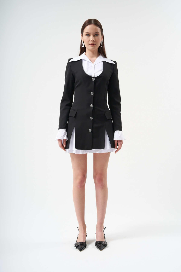 Siyah Shirt With Pieces Elbise