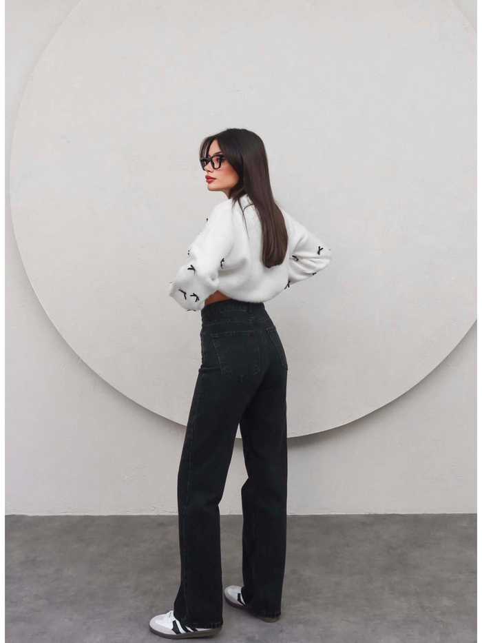 Siyah Straight Orj Jean