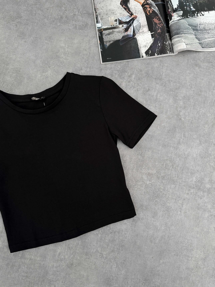 Siyah Streç Crop Tshirt