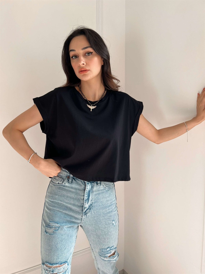 Siyah T Kol Basic Tshirt