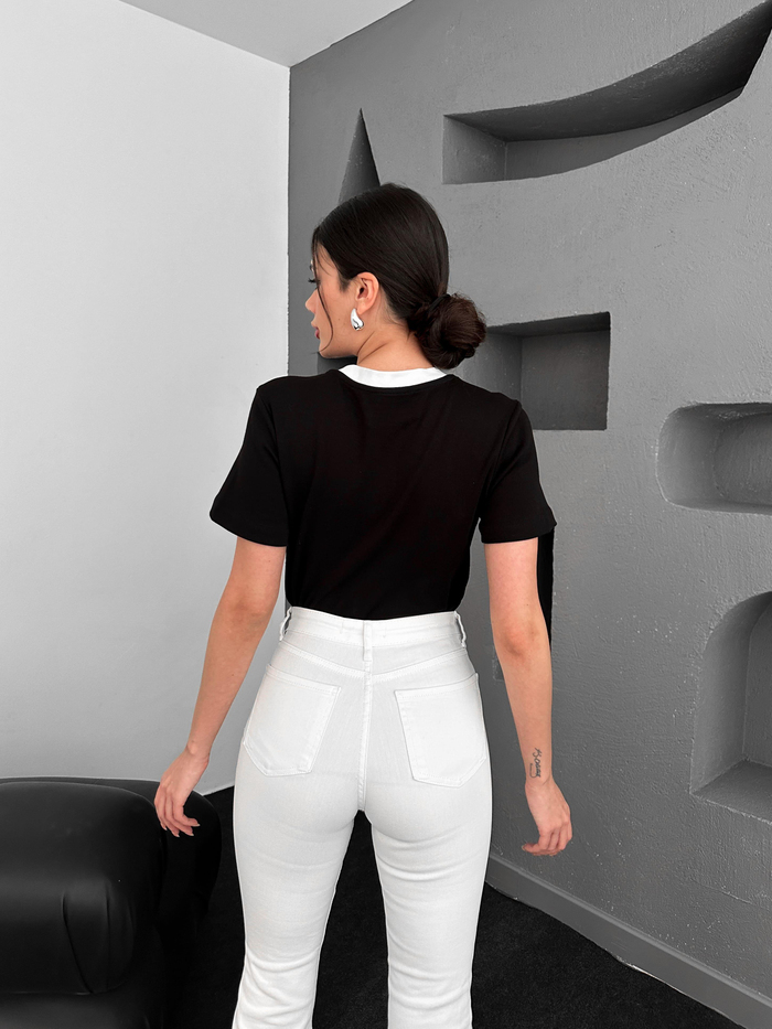 Siyah V Yaka Orj Tshirt