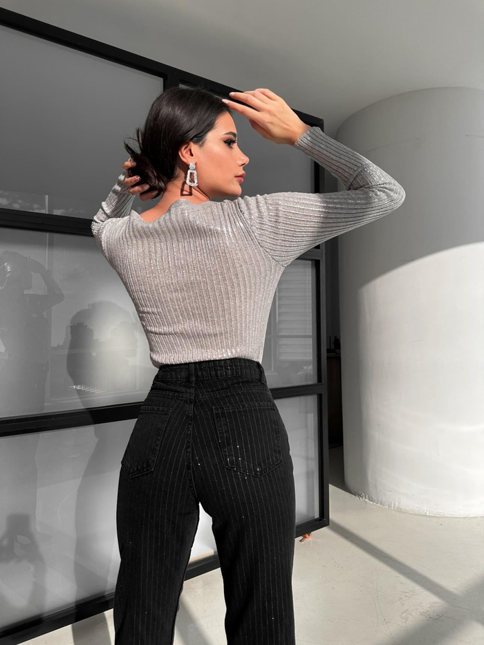 Siyah Wide-Leg Orj Denım
