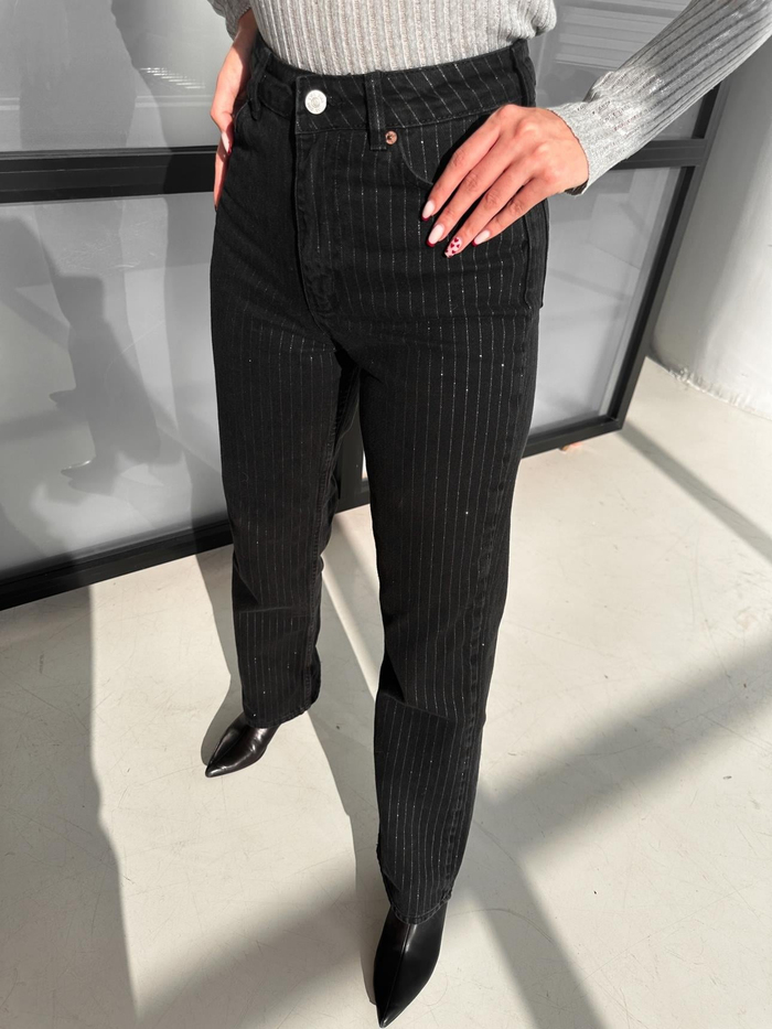 Siyah Wide-Leg Orj Denım