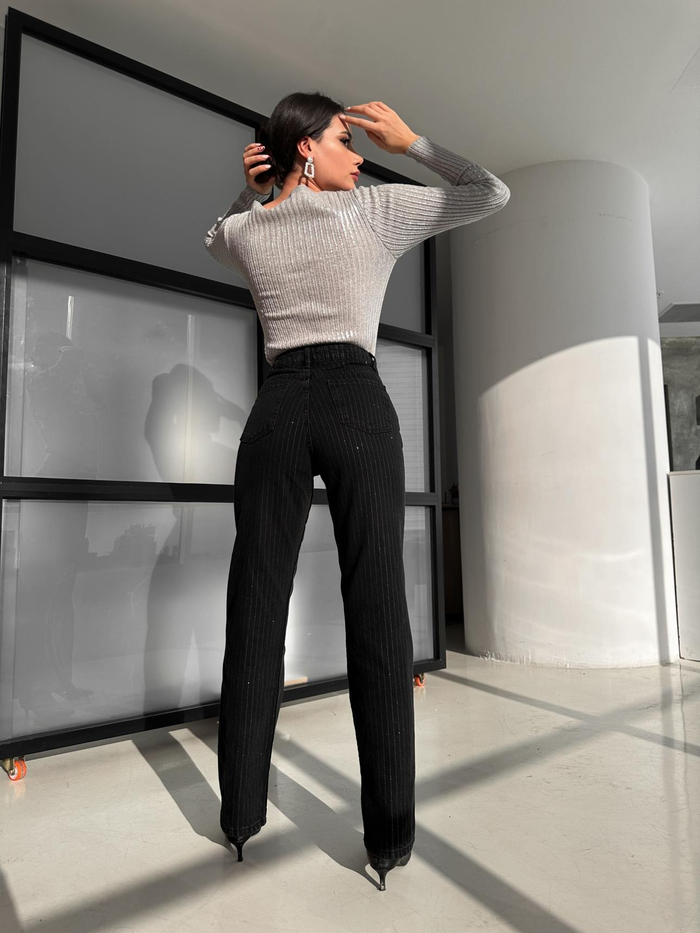 Siyah Wide-Leg Orj Denım