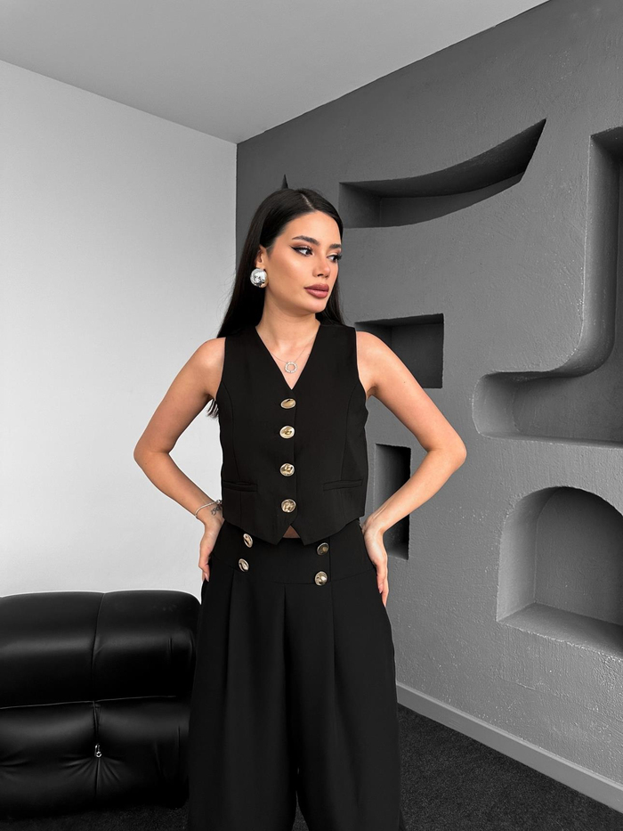 Siyah With Gold Buttons Takım