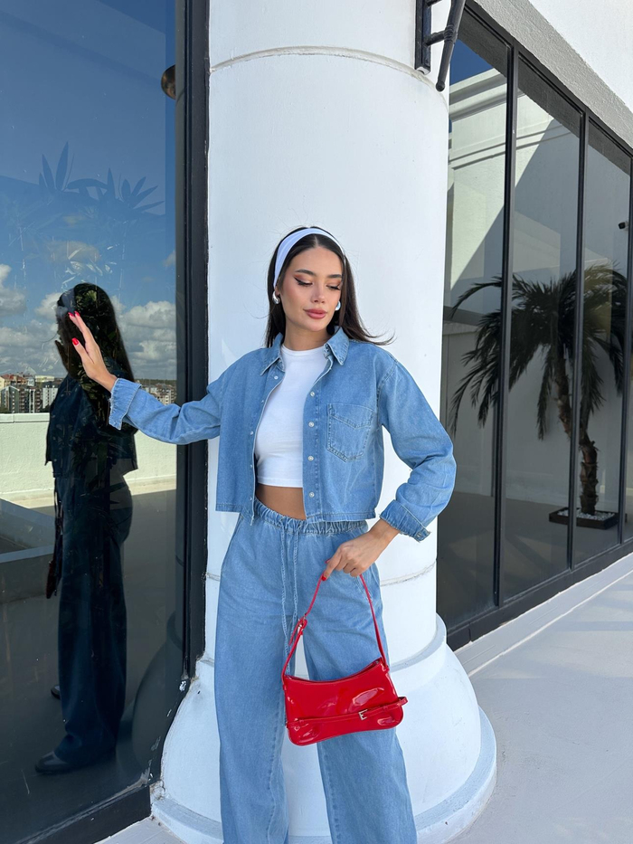 Slim Denim Gömlek Pantolon Takım