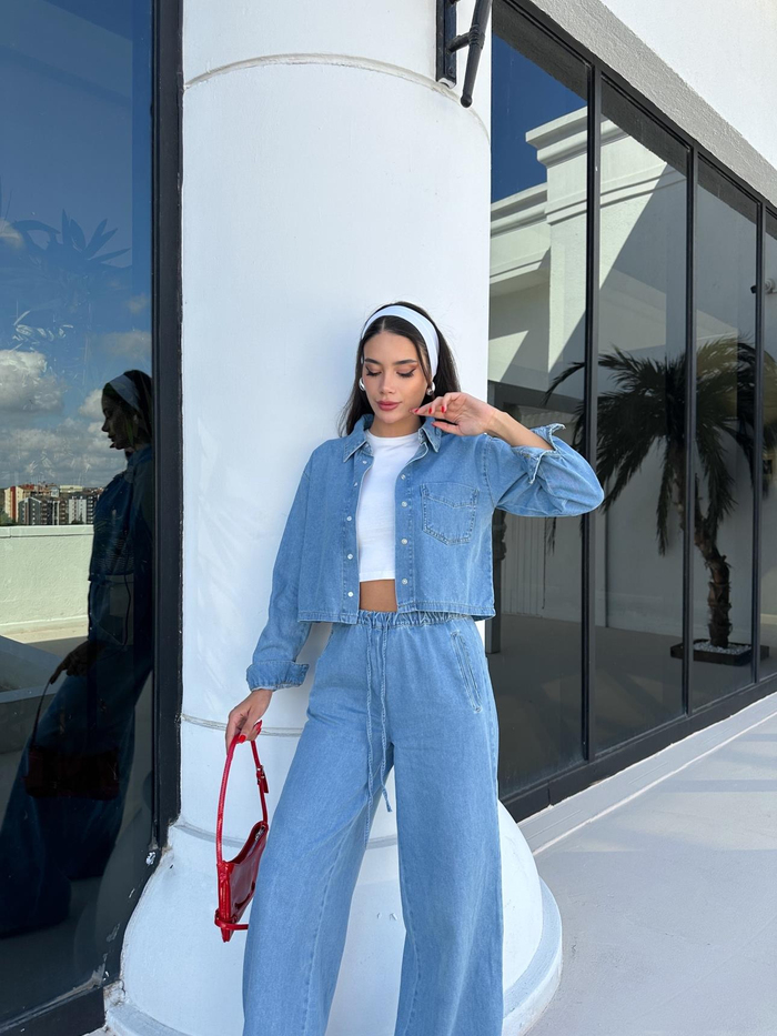 Slim Denim Gömlek Pantolon Takım