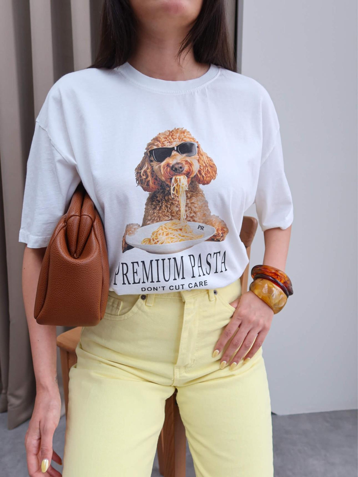 Spagetti Baskılı T-Shirt