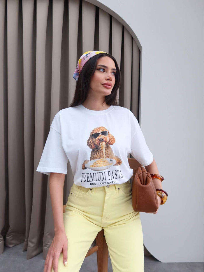 Spagetti Baskılı T-Shirt