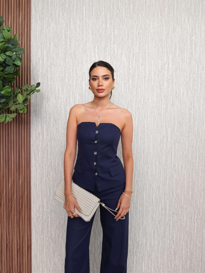 Straples Keten Pantolon Takım