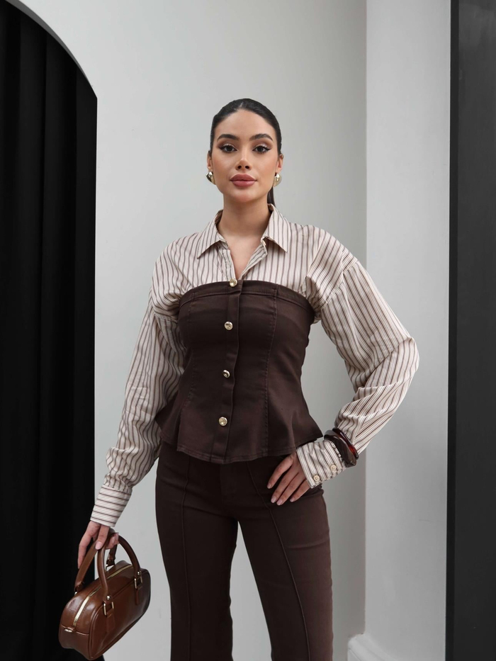 Straplez Denim İkili Takım